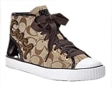 Coach Garcia 12CM Signature High Top Sneaker Shoes Khaki Chestnut 8.5