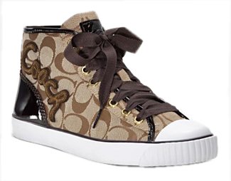 Coach Garcia 12CM Signature High Top Sneaker Shoes Khaki Chestnut 8.5 product image