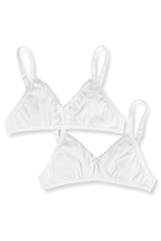2 Pack Pure Cotton Lace Trim Bras