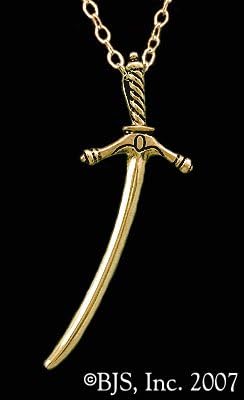 14k. Gold Dedicated Sword TM Officially Licensed Robert Jordan Wheel of Time ® Necklace