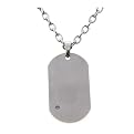 Stainless Steel Mens Cubic Zirconia Dog Tag Necklace - Silver ( 20" )