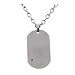 Stainless Steel Mens Cubic Zirconia Dog Tag Necklace - Silver ( 20