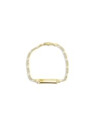 Childrens 14k Yellow White Gold ID Figaro ID Bracelet
