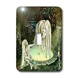 Dream Essence Designs Fantasy - A magical elf who delivers an enchanted fruit to a unicorn who is held under a spell - Light Switch Covers - single toggle switch