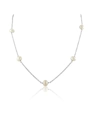 Sterling Silver Chain with Genuine Pearl Tin Cup Necklace 16" + 2" Extender