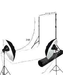 10ftx20ft Photography Seamless White Muslin Backdrop with lighting kit