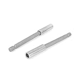 uxcell 磁気ナットドライバー　メタル製　シルバートーン　100mm長さ　 6.3mm六角シャンク 2個入り