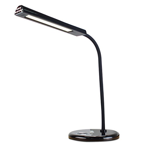 ToJane 5-Level Dimmable LED Desk Lamp with Touch Dimmer Control Panel & Night Light Feature ( Goose Neck Lamp, Office/Bedroom Lamp, Eye-Care Lamp, 8W High Luminance & Low Heat, Glossy Black Finish)