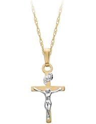 Childs Crucifix Pendant in 14K Yellow Gold