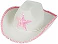 White Felt Cowgirl Cowboy Hat With Pink Star