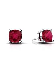 Created Ruby 14kt White Gold Earrings