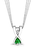 18k White Gold or Yellow Gold Cross-Stitch Emerald and Diamond Pendant