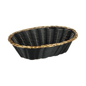 Black Oval Bread Basket w Gold Trim (06-0725) Category: Food Baskets by Johnson-Rose Corporation