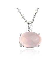 Honeystore Girls Zircon Accent Rose Quartz S925 Sterling Pendant Necklace Color Pink