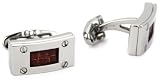 Edward Mirell Men's Grey Titanium and Brown Leather Cufflinks