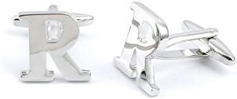 1 Pair Cufflinks Cuff Links 08456 Shinning Silver Letter R Mens Vintage Gift for Tuxedo Shirts Wedding Party Initials Monogram