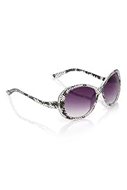 Faux Snakeskin Print Oval Frame Sunglasses