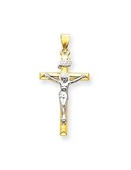 14k Two Tone Gold INRI Crucifix Pendant. Metal Wt- 1.45g