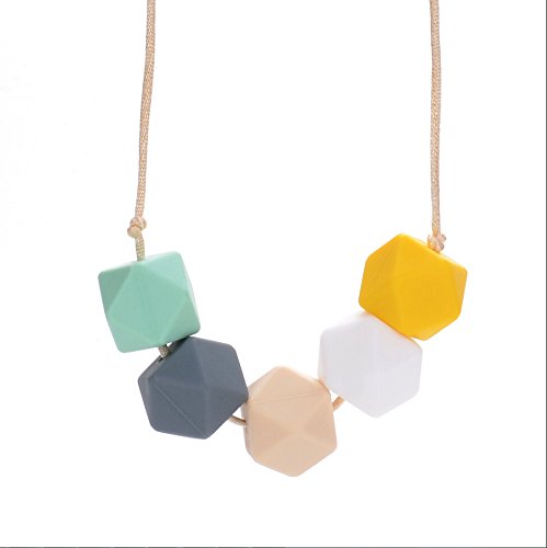 Moms Silicone Teething Nursing Breastfeeding Necklace chew chewable jewelry mom (B)