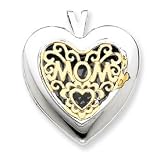 14k & Sterling Silver Heart w/ Mom Locket