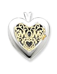14k & Sterling Silver Heart w/ Mom Locket