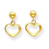 14k Heart Dangle Post Earrings