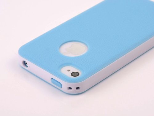 Pandamimi Dexule Light Blue White Fashion Sweety Girls TPU, PC 2-Piece Style Hard Case Cover for iPhone 4 4S with Screen Protector