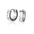 Ziovani Pair 3 CZ Silver-tone Inlay Loop Stainless Steel Earrings