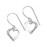 14K White Gold 0.01 ct. Diamond Heart Dangle Earrings