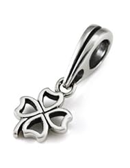 Genuine Ohm Beads (TM) Product. 925 Sterling Silver Clover Leaf Dangle European Bead Charm. 100% Satisfaction Guaranteed.