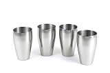 StainlessLUX 77334 4-Pc Brilliant Stainless Steel Drinking Glass / Tumbler / Pub Glass Set - Quality Drinkware for Your Enjoyment
