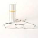 Pocket Size / Foldable Metal Frame Reading Glass with Metal Case (3H x 1w) - Silver +2.00