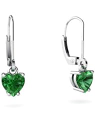 Created Emerald 14kt White Gold Lever Back Earrings