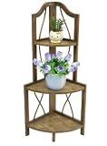 3 Tiers Shelf Wooden Folding Corner Shelving Storage Brown colou