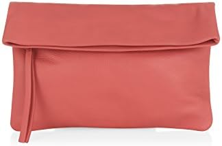 Monsoon Womens Brixton Foldover Leather Clutch Size 00 Pink