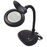 (SE) 5X BLACK POWER MAGNIFY DESK LAMP FLEXIBLE ARM w GLASS LENS WHITE LIGHT by SE