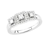 14K White Gold Diamond Three-Stone Ring - 0.38 Ct.