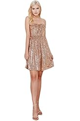 Strapless Sweetheart Asymmetric Sequined  Fit-and-Flare Polyester Fall Party Dress  With a Bow(s)