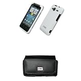 EMPIRE Black Leather Case Pouch with Belt Clip and Belt Loops + White Rubbe ....