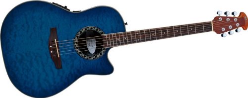 Applause AE128 Super Shallow Acoustic-Electric Guitar Trans Blue Quilted Maple