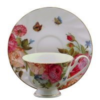 Fine Bone China Cup and Saucer Sandra's Rose Chintz by ChinaFind
