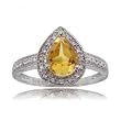 Pear Citrine & Diamond Ring in 14K Yellow Gold Size 7