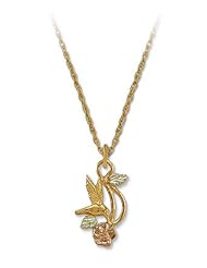 Landstroms Black Hills Gold Hummingbird Heart Pendant-Necklace - PE282