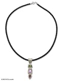 Amethyst and garnet necklace, 'Lineup' 0.1 W 16.9 L