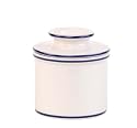 Butter Bell Le Bistro Bell Crock, White with Blue Banding