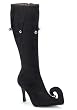 Curly-Toed Knee-High Elf Boot With Jingle Bells And 3.25 Inch Heel
