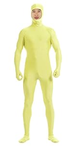 JustinCostume Spandex Open Face Full Bodysuit Zentai Suit, S, CornYellow