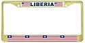 Liberia Liberian Flag Gold Tone Metal License Plate Frame Holder
