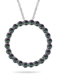 0.70 Cts AA Round Chrome Di-Opside Circle Pendant in 14K White Gold