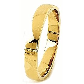 14K Gold Bangle Bracelet, 10.5mm wide by 